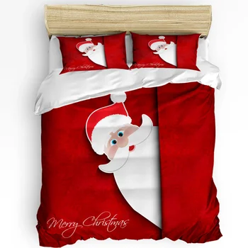 Пододеяльник с рождественским принтом Санта Клауса, наволочка, домашний текстиль, пододеяльник для мальчика, девочки-подростка, роскошный комплект постельного белья из 3 шт.
