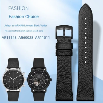 Подходит для часов Armani Black Samurai Watch AR60028/60003 AR11143/11011 из натуральной воловьей кожи с аксессуарами 22 мм