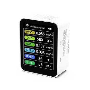 ПОЛНОФУНКЦИОНАЛЬНЫЙ датчик Tuya Smart Wifi CO2 Detector Монитор качества воздуха TVOC Измеритель температуры и влажности газа CO2 CH2O Детектор