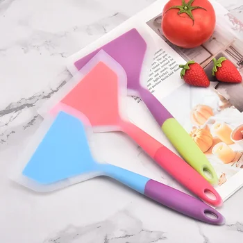 Прозрачная двухцветная силиконовая лопатка Полупрозрачная Нефритовая лопатка Кухонные принадлежности Кухонные принадлежности Простые красочные