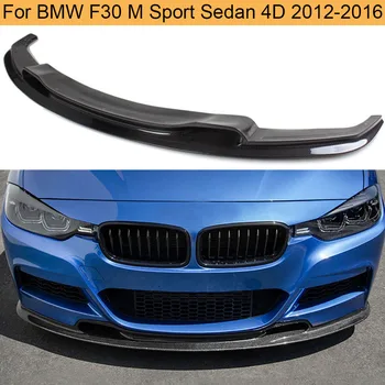 Протектор для Губ Переднего Бампера из Углеродного Волокна для BMW F30 M Sport Sedan 4D 2012-2016 320i 328i 335i Передний Спойлер Автомобиля Черный FRP