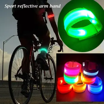 Регулируемая батарея для езды на велосипеде на открытом воздухе, Светящаяся повязка, Защитный Светоотражающий пояс, Повязка для ночного бега, Светодиодный Светящийся браслет