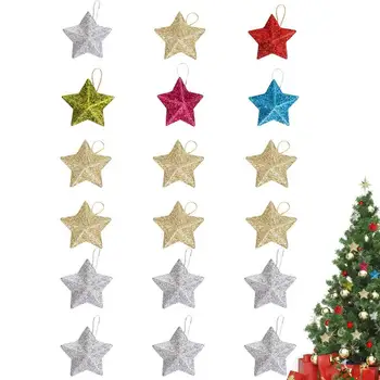Рождественская звезда 18 шт. Маленькие елочные украшения Сияющая Звезда Создают Рождественское настроение для вечеринки в помещении или на открытом воздухе, свадьбы