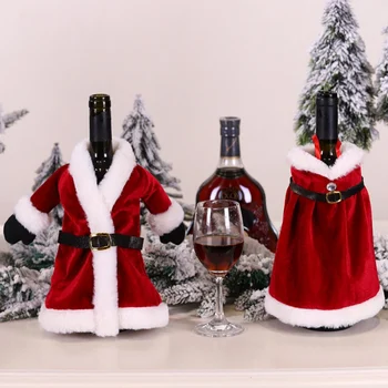 Рождественские Креативные крышки для винных бутылок, набор для красного вина, Рождественское платье, юбка, декор, Сумка для красного вина