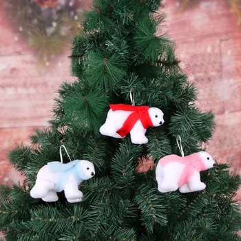 Рождественские принадлежности Новый Рождественский кулон с белым мишкой из горячей пены, украшение Рождественской елки, настольные украшения