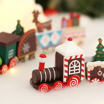 Рождественский деревянный поезд Праздничное украшение, как показано на рисунке Дерево 19,5X2,8X4,8 см Санта-Снеговик Домашний Рождественский подарок Декор
