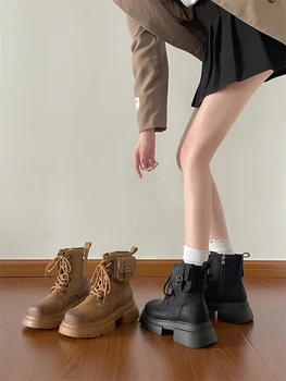 Рок-обувь, женские ботинки в стиле лолиты на плоской подошве, роскошные дизайнерские ботинки на молнии, женские ботильоны с круглым носком, элегантные осенние ботильоны, мода 2023 года