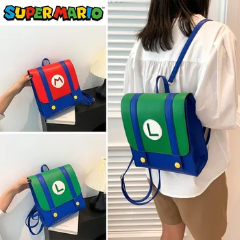 Рюкзак Super Mario Bros Кожаный Водонепроницаемый Аниме Для женщин для хранения студенческих вещей для мальчиков и девочек Милая модная креативная школьная сумка