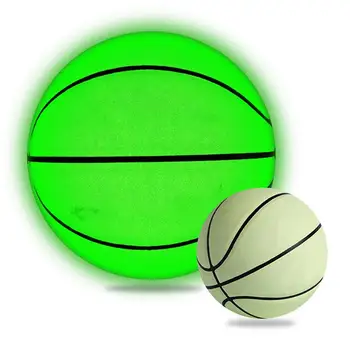 Светящийся светоотражающий баскетбольный мяч 29,5' Green Light Up Basketball Подарок для детей, светящийся кожаный баскетбол в помещении и на улице ночью