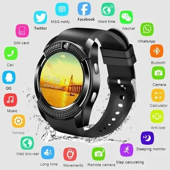 Смарт-часы V8 Мужские Спортивные Часы с Bluetooth, женские Женские смарт-часы Rel gio с камерой, Слотом для sim-карты, Телефоном Android PK