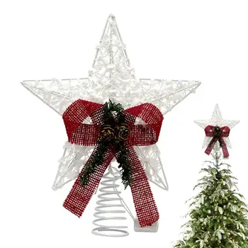 Топпер с подсветкой в виде звезды на елке, работающий на батарейках, Милая звезда для рождественской елки, креативные подарки для прихожей, обеденный стол, журнальный столик