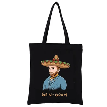 Холщовая хозяйственная сумка с вычурной мексиканской графической печатью в стиле Ван Гога Сумки-тоут Повседневные сумки-тоут Женские сумки для женщин Totebag