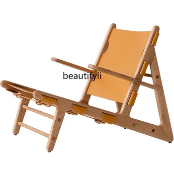 Художественное дизайнерское кресло для отдыха, натуральное современное бесшумное кресло из массива дерева с одной спинкой