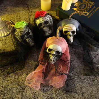Хэллоуин Маленький висящий призрак сетка Голова скелета Украшение дома Макет сайта реквизит ужасы