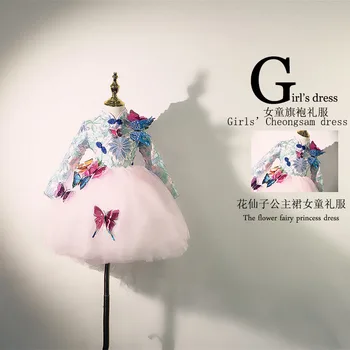 Эксклюзивное творение, дизайн с вышивкой и бантом, Чонсам в китайском стиле, танцевальная вечеринка, День рождения, вечернее платье для девочек